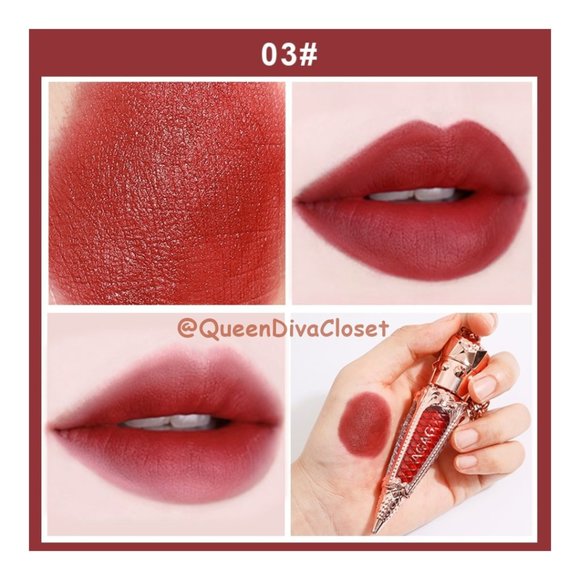 Queen's Scepter Red Vile Pendent Matte Velvet Liquid Lipstick Burgundy 03 - Picture 2 of 7
